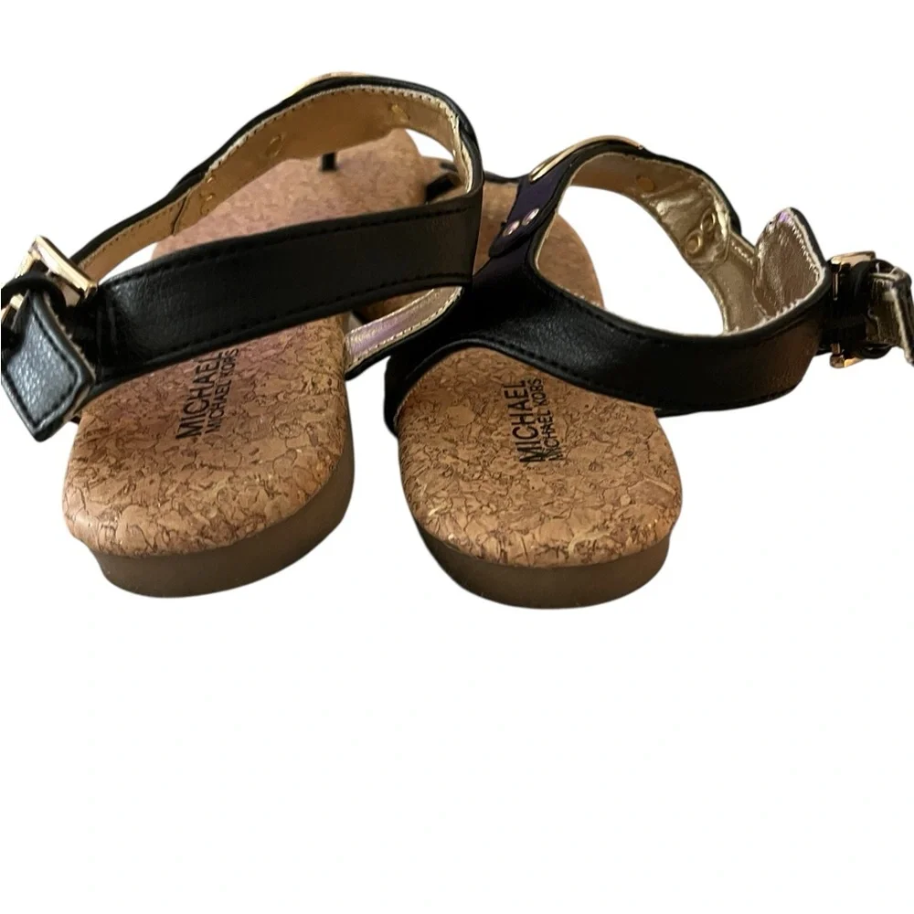 Michael Kors Girls‎ Tilly Jane Sandals | Size 2 | Black & Gold Cork Flat